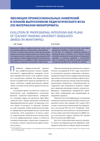 Эволюция профессиональных намерений и планов выпускников педагогического вуза (по материалам мониторинга)