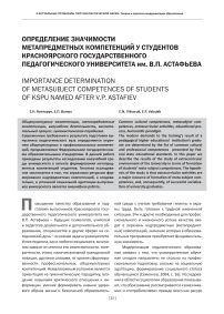 Определение значимости метапредметных компетенций у студентов Красноярского государственного педагогического университета им. В. П. Астафьева