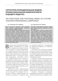 Структурно-функциональная модель профессиональной компетентности будущего педагога