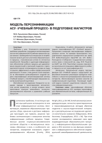 Модель персонификации АСУ «Учебный процесс» в подготовке магистров