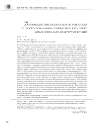 Взаимодействие вузов культуры и искусств с профессиональным сообществом в условиях новых социально-культурных реалий