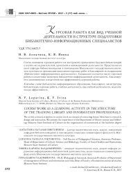 Курсовая работа как вид учебной деятельности в структуре подготовки библиотечно-информационных специалистов