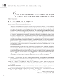 Сохранение цифрового культурного наследия в едином электронном пространстве знаний