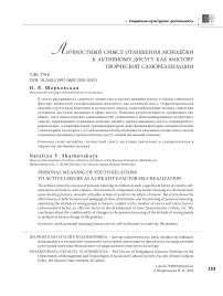 Личностный смысл отношения молодёжи к активному досугу как фактору творческой самореализации