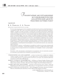 Гуманитарные диссертационные исследования в России: аналитический дискурс тематики научных работ