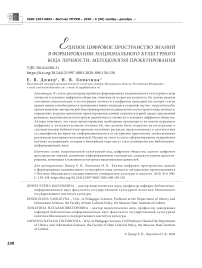 Единое цифровое пространство знаний в формировании национального культурного кода личности: методология проектирования