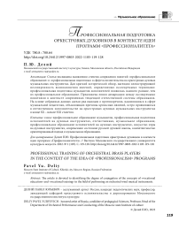 Профессиональная подготовка оркестровых духовиков в контексте идеи программ "Профессионалитета"