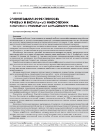Сравнительная эффективность речевых и визуальных мнемотехник в обучении грамматике английского языка