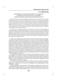 Мотивация профессионального развития студентов-психологов в условиях учебно-профессиональной деятельности