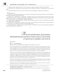 Прогнозирование динамики формирования ценностных представлений студентов о профессии в вузе