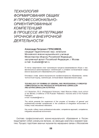 Технология формирования общих и профессионально-ориентированных компетенций в процессе интеграции урочной и внеурочной деятельности