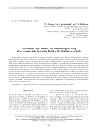 "Abandoned, tied, flexed": an anthropological study of an unusual late Sarmatian burial in the Southeastern Urals