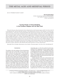 Turning points in horse breeding in the Eurasian steppes and the Near East