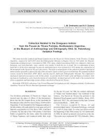 Collection related to the Omaguaca Indians from the Pucara de Tilcara fortress, Northwestern Argentina, at the Museum of anthropology and ethnography RAS, St. Petersburg: tentative findings