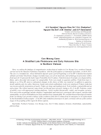 Con moong cave: a stratified late pleistocene and early holocene site in northern vietnam