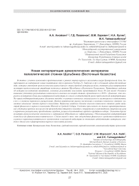 Новая интерпретация археологических материалов палеолитической стоянки Шульбинка (Восточный Казахстан)