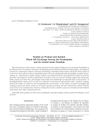 Textiles as Product and Symbol. Ritual Gift Exchange among the Karakalpaks and Its Central Asian Parallels
