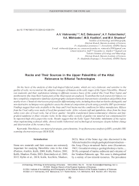 Rocks and Their Sources in the Upper Paleolithic of the Altai: Relevance to Bifacial Technologies