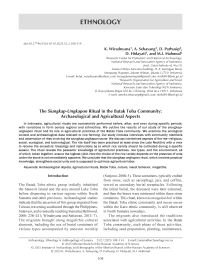 The Siungkap-Ungkapon Ritual in the Batak Toba Community: Archaeological and Agricultural Aspects