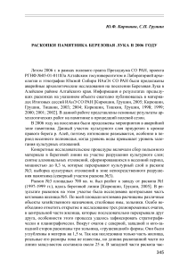 Раскопки памятника Березовая Лука в 2006 году