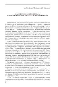 Археологические комплексы в Нижнетомском очаге наскального искусства