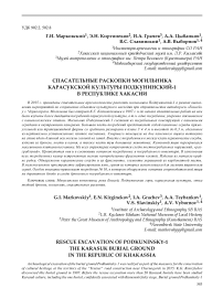 Спасательные раскопки могильника карасукской культуры Подкунинский-1 в Республике Хакасии