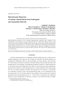 Hydrodynamic dispersion of calcium aluminosilicate from technogenic and nonmetallic materials