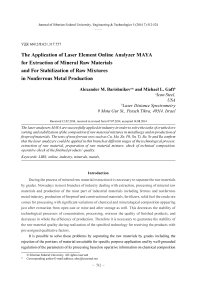 The application of laser element online analyzer maya for extraction of mineral raw materials and for stabilization of raw mixtures in nonferrous metal production