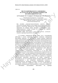 Место здоровья и его самооценка в структуре нравственных ценностей врачей Башкортостана