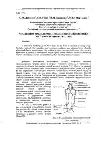 Численное моделирование мозгового кровотока методом крупных частиц