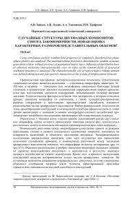 Случайные структуры двухфазных композитов: синтез, закономерности, новая оценка характерных размеров представительных объемов