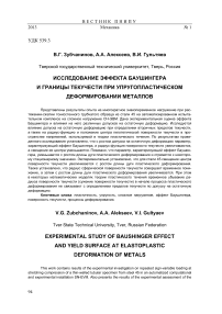 Исследование эффекта Баушингера и границы текучести при упругопластическом деформировании металлов