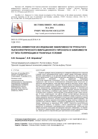 Конечно-элементное исследование эффективности трубчатого пьезоэлектрического вибрационного гироскопа в зависимости от типа поляризации и граничных условий