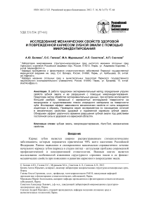 Исследование механических свойств здоровой и поврежденной кариесом зубной эмали с помощью микроиндентирования