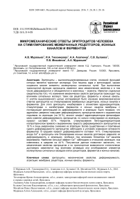 Микромеханические ответы эритроцитов человека на стимулирование мембранных рецепторов, ионных каналов и ферментов