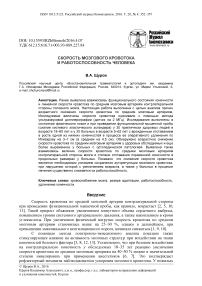 Скорость мозгового кровотока и работоспособность человека