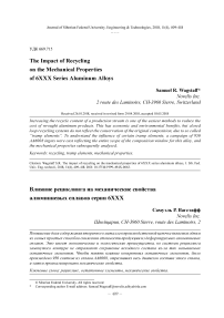 The impact of recycling on the mechanical properties of 6XXX series aluminum alloys