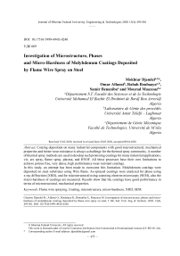 Investigation of microstructure, phases and micro-hardness of molybdenum coatings deposited by flame wire spray on steel