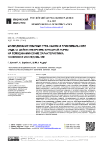 Исследование влияния угла наклона проксимального отдела шейки аневризмы брюшной аорты на гемодинамические характеристики: численное исследование