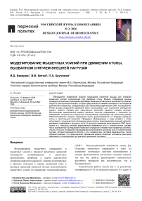 Моделирование мышечных усилий при движении стопы, вызванном снятием внешней нагрузки
