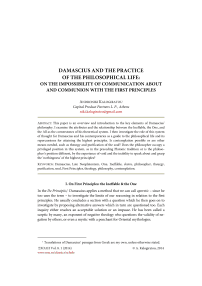 Damascius and the practice of the philosophical life: on the impossibility of communication about and communion with the first principles
