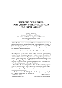 Bribe and punishment: to the question of persistence of pagan cults in late antiquity