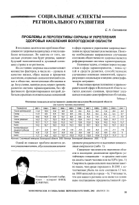 Проблемы и перспективы охраны и укрепления здоровья населения Вологодской области
