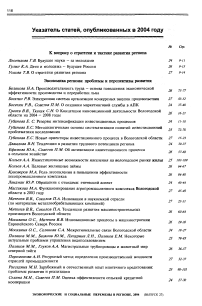 Указатель статей, опубликованных в 2004 г