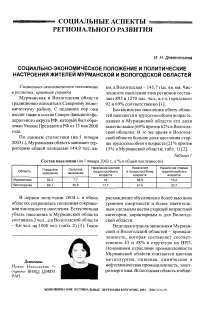 Социально-экономическое положение и политические настроения жителей Мурманской и Вологодской областей