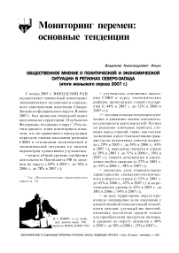 Общественное мнение о политической и экономической ситуации в регионах северо-запада (итоги июньского опроса 2007 г.)