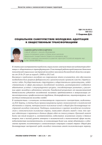 Социальное самочувствие молодежи: адаптация к общественным трансформациям