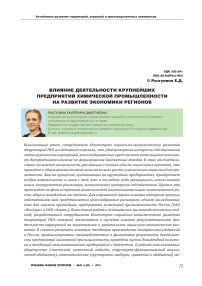 Влияние деятельности крупнейших предприятий химической промышленности на развитие экономики регионов