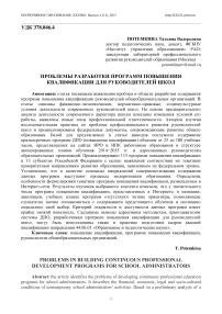 Проблемы разработки программ повышения квалификации для руководителей школ