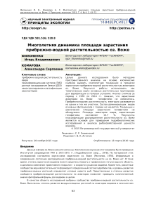 Многолетняя динамика площади зарастания прибрежно-водной растительностью оз. Воже